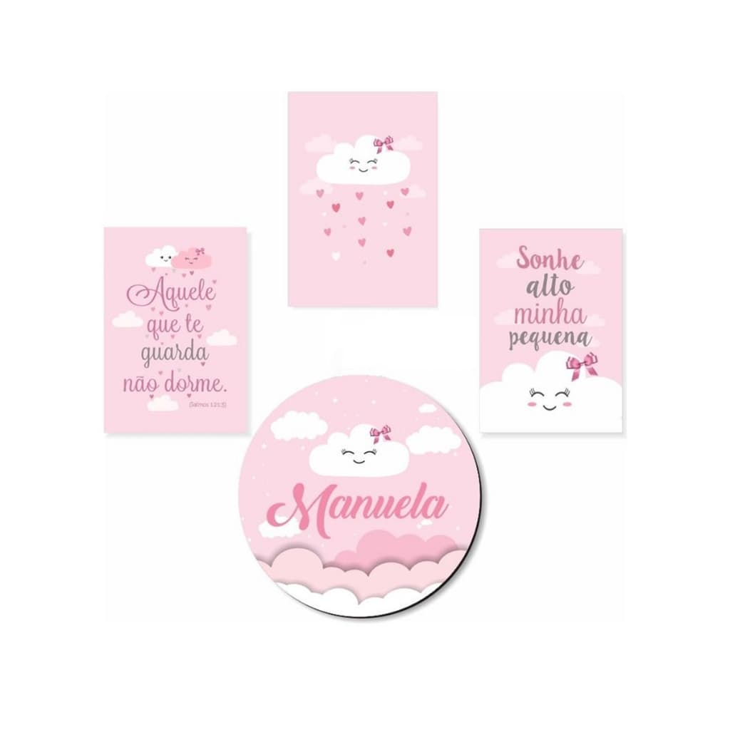 Quadros 1 Porta Maternidade Nuvem Meina Chuva De Amor Nome Personalizado