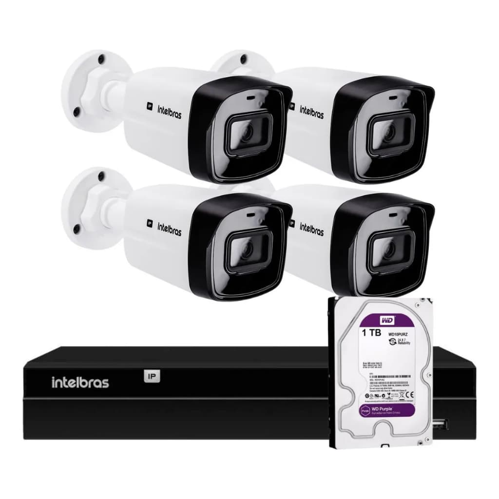 Kit 4 Câmeras Intelbras Vip-c 1230b Ip Nvr 1404 Hd 1tb Pr