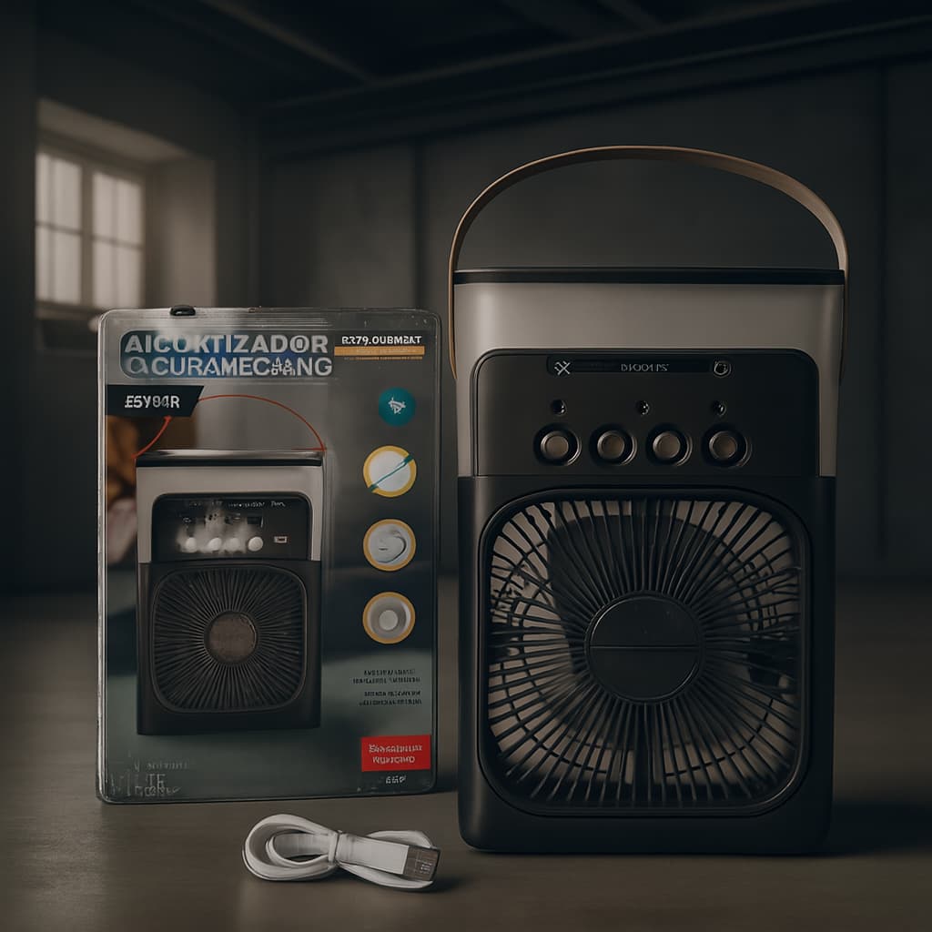 Climatizador e Ventilador Portátil LED Bivolt 10W - Preta quarto utensílio casa umidificador