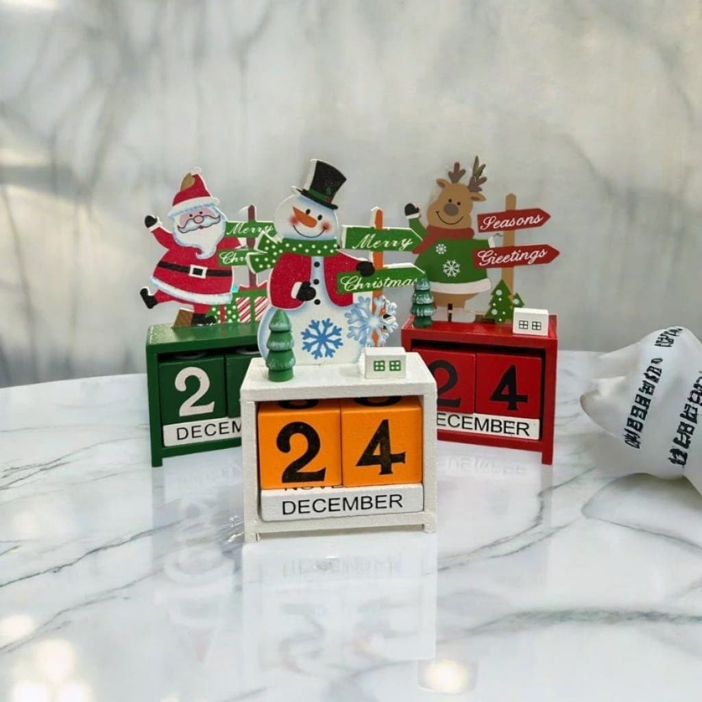 Calendário Natalino Permanente Em Madeira Decorativo