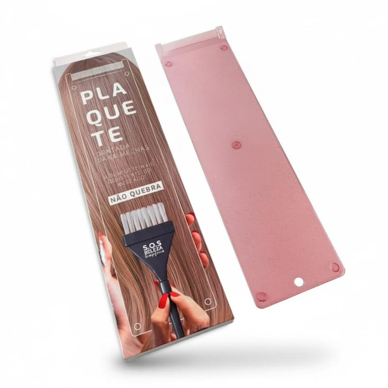 Plaquete Dentada para Mechas Profissional  - Evita Manchas e Não Quebra Super Resistente Rosa Brilhante