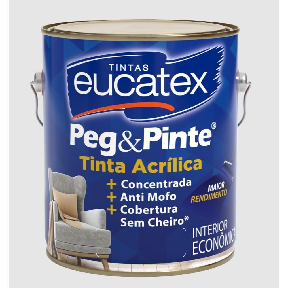 Tinta Eucatex Acrilica Pintura Parede de Interior Peg E Pinte 3.6L Cores
