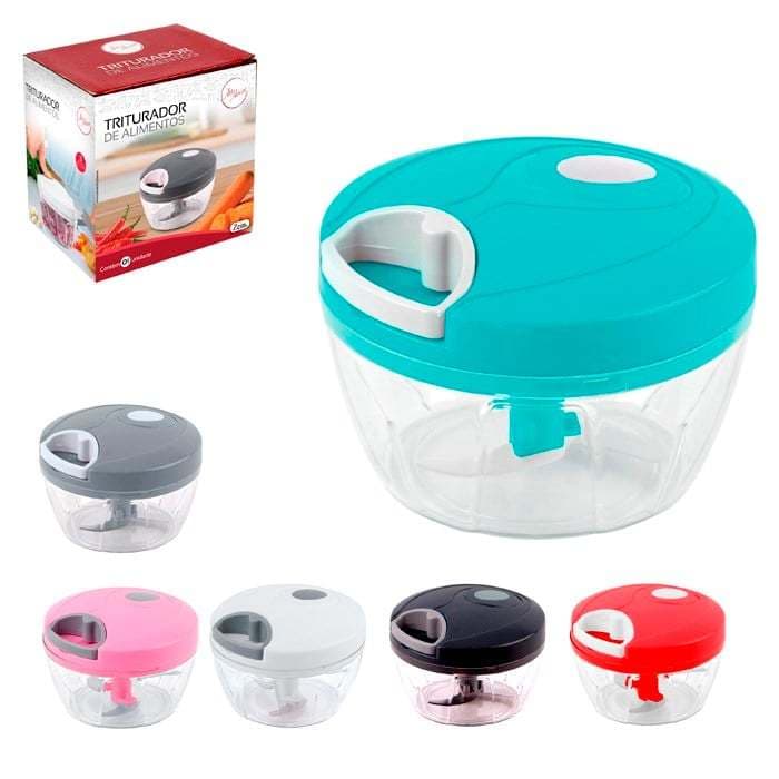 Mini Processador Triturador Manual Grande 500ml com 3 Lâminas a Corda Triturador e Picador de Legumes Manual com 3 Lâmin