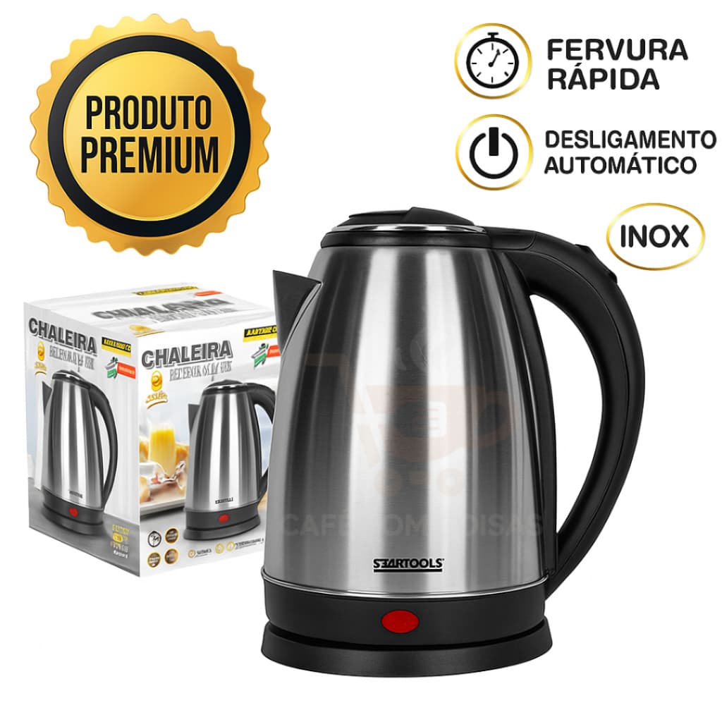 Chaleira Jarra  Bule Elétrica Inox 2 Litros110V/220V Automática Ferve Água Rápido Quente Café Chá