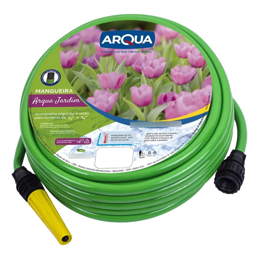 Mangueira de Jardim Arqua Pop Verde 7/16 x 15m com Esguicho e Conexões – Flexível e Durável