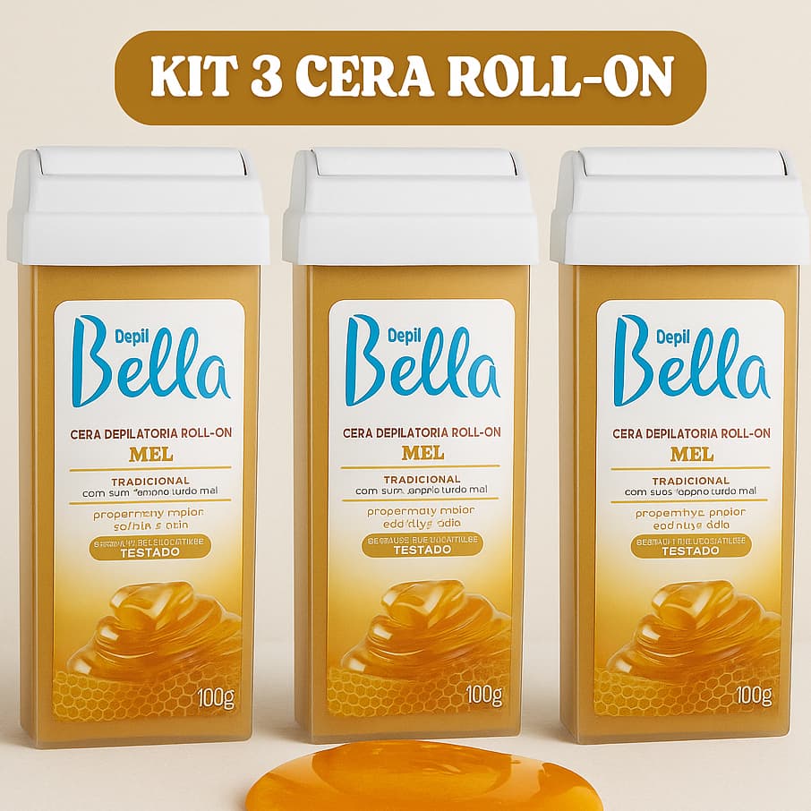 KIT 3 Cera Refil Depilatória Roll-on MEL Depil Bella 100g