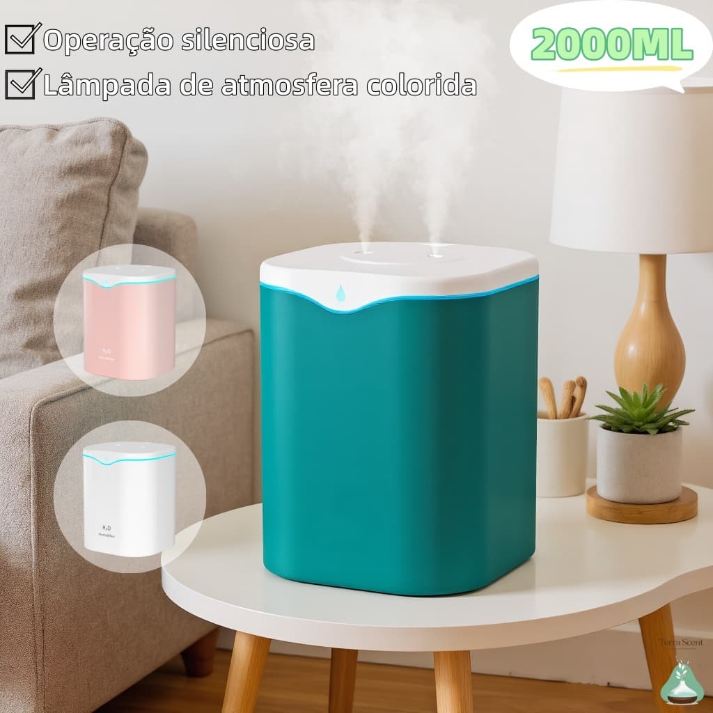 Umidificador De Pulverização Dupla De Gota D'água 600ml 2000ml Nano Atomização De Grande Capacidade Nova Tecnologia