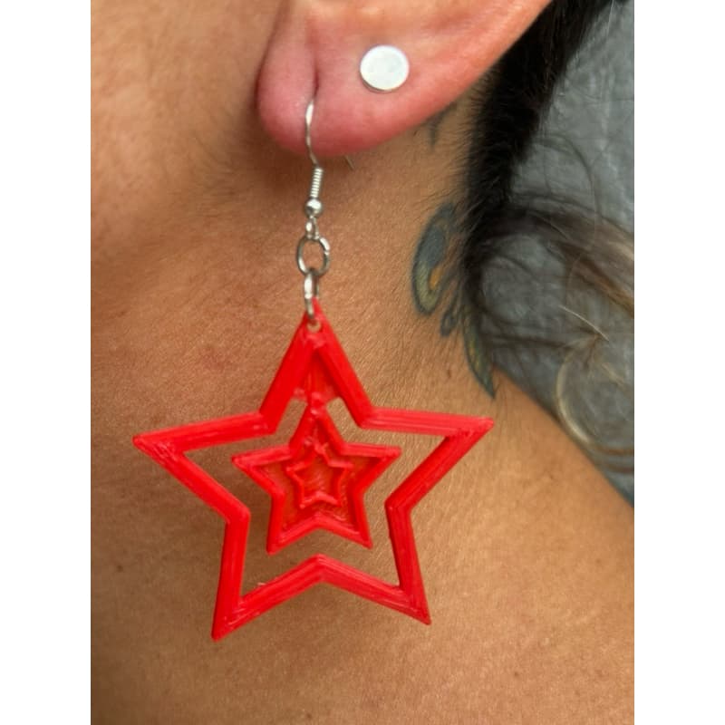 Brinco Estrela dupla várias cores CARNAVAL, FESTAS impressão 3D