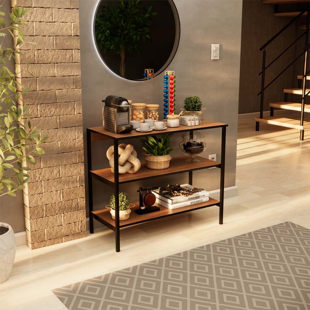 Aparador Industrial em Aço com 3 Prateleiras  Multiuso para Sala, Cozinha e Buffet