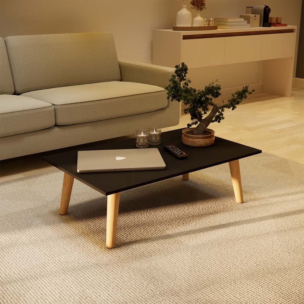 Mesa de Centro Retangular Grande Retrô Classic – Pés Palito de Madeira para Sala de Estar