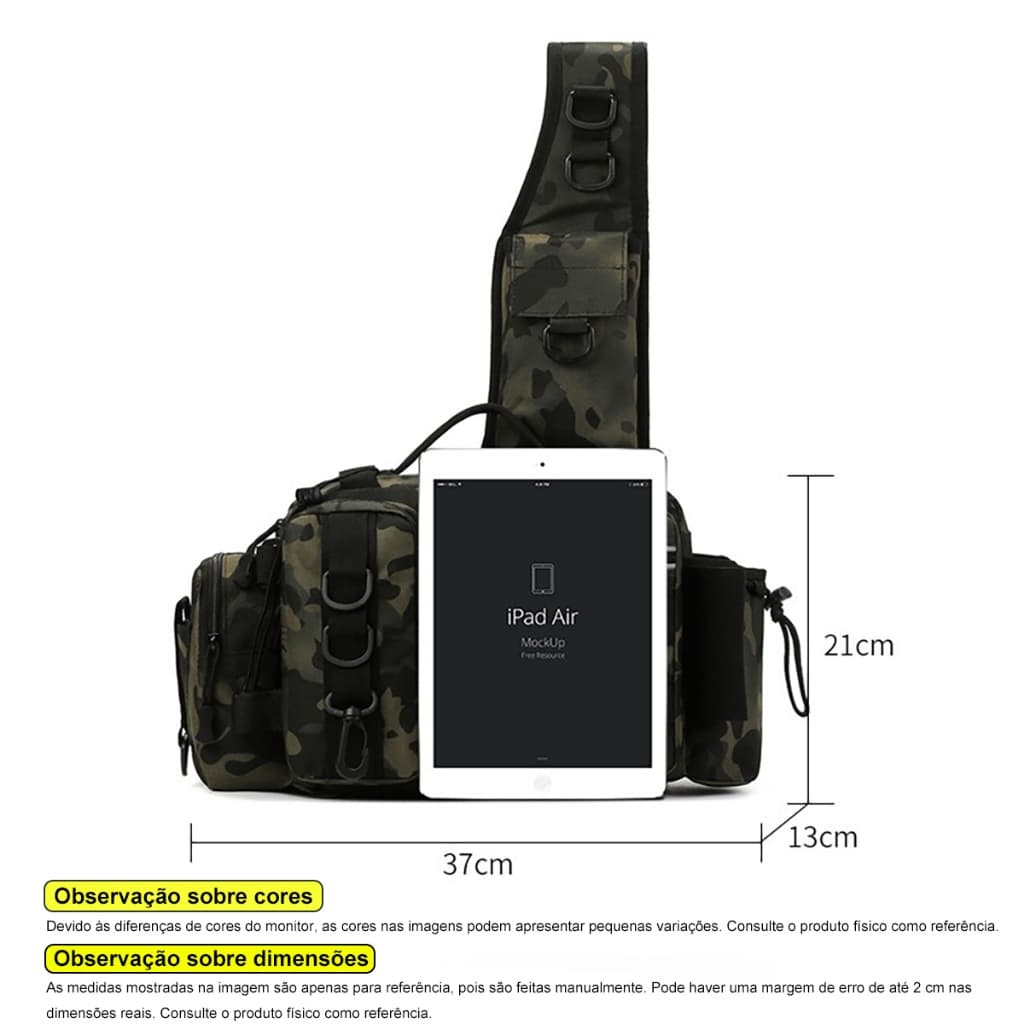 Bolsa para Equipamentos de Pesca Bolsa Tática de Ombro para Pesca Bolsa Leve para Pesca Caminhada Caça Camping