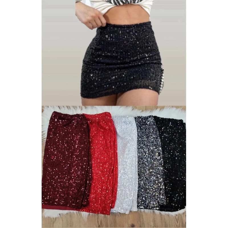 Saia paetê lantejoulas diversas cores coleção festas moda balada