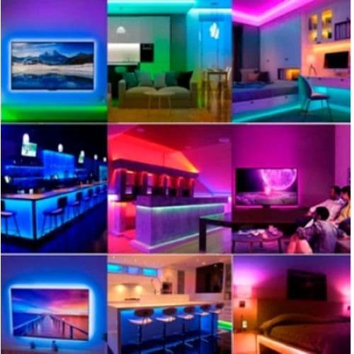 Zeroxyh Fita de Led Brilho RGB 5 Metros Com Controle+ Fonte Ip65 Resistente a Agua Ref 5050