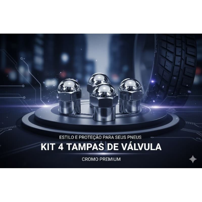 Kit 4 Tampinhas Válvula de Pneu Plástico Cromado Universal Carro Moto Bicicleta Proteção Tampa