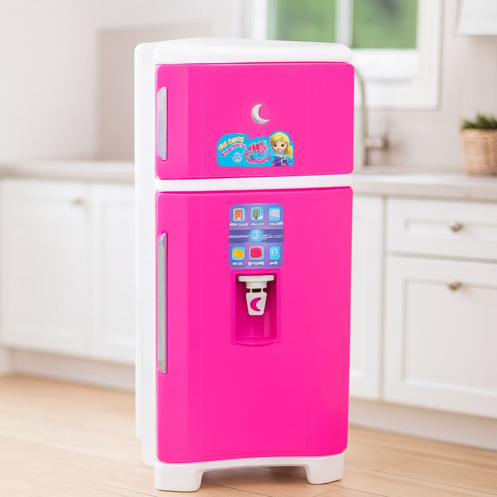 Geladeira Infantil Princesa Duplex Brinquedo Cozinha Menina Faz de Conta Porta Dupla Sai Água Real