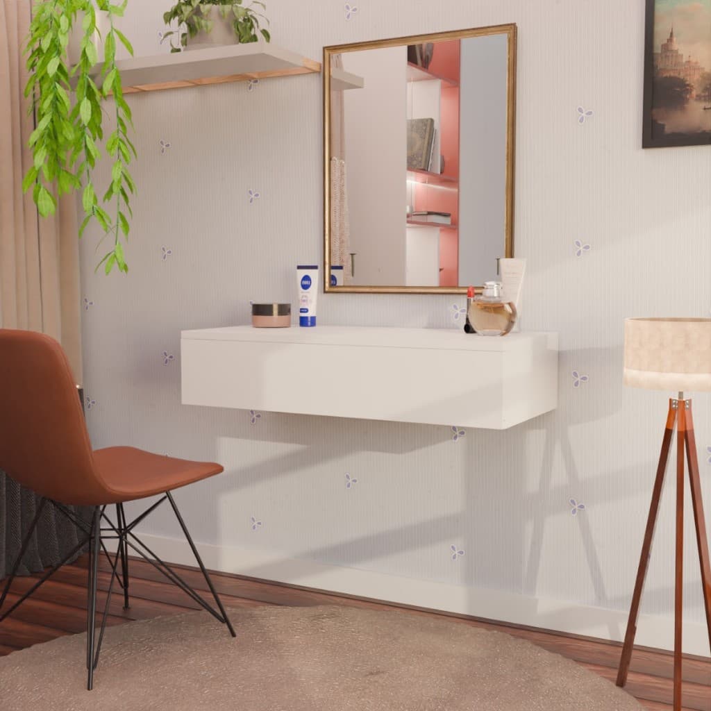 Penteadeira 70cm Branca Console Camarim Com Corrediças Telescópicas