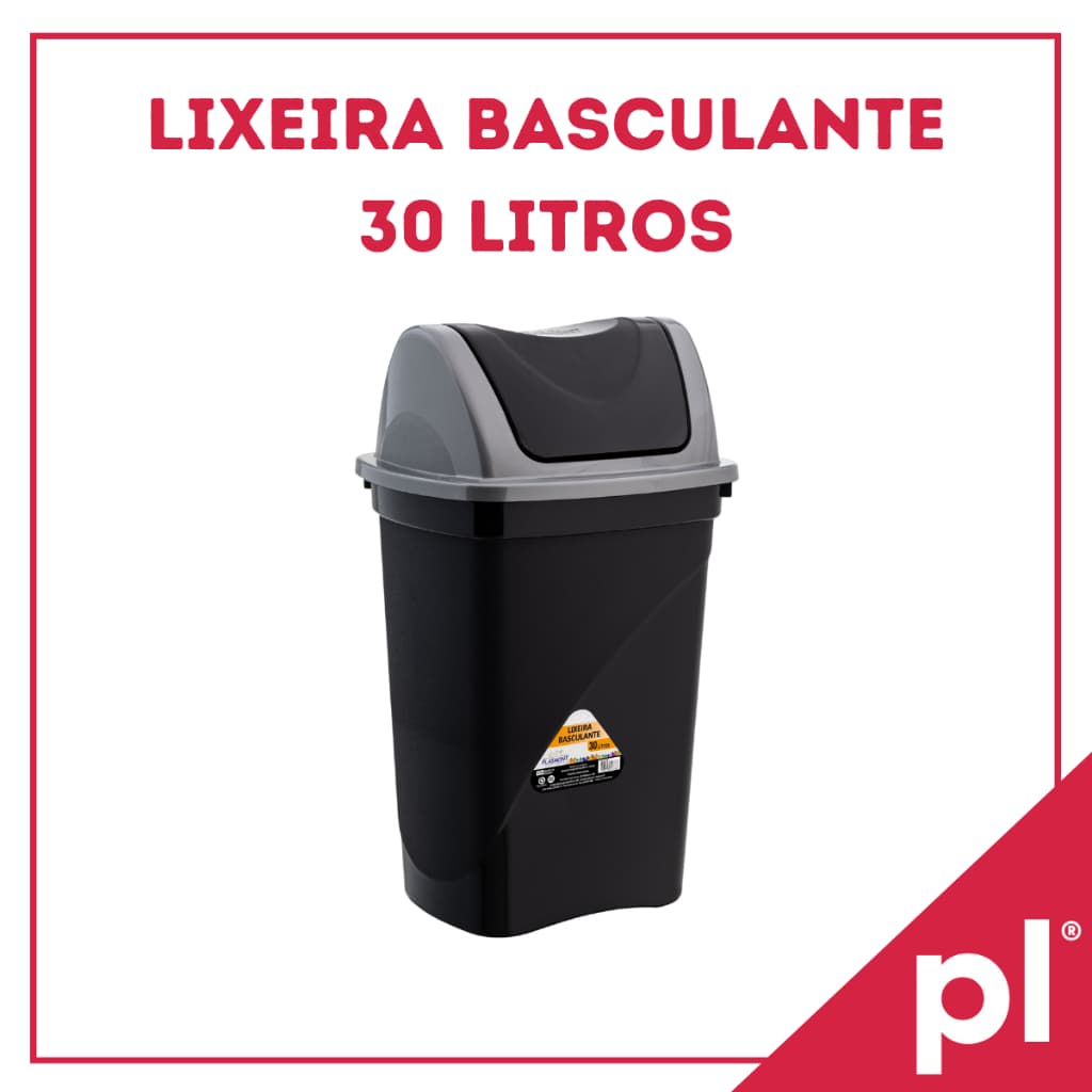Kit 2 Lixeiras Basculante De 30L Casa Limpeza Organização