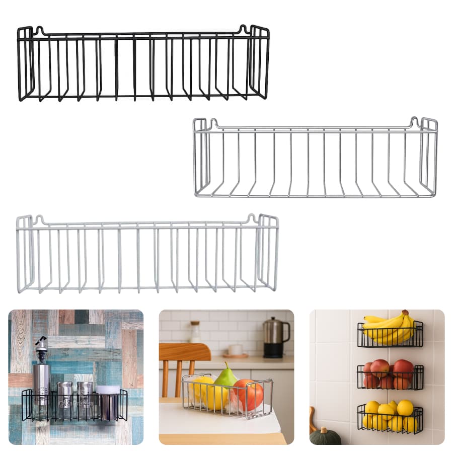 Cesto Multiuso Metal Aramado Organizador De Parede 30x9 Cozinha Fruteira Banheiro Lavanderia
