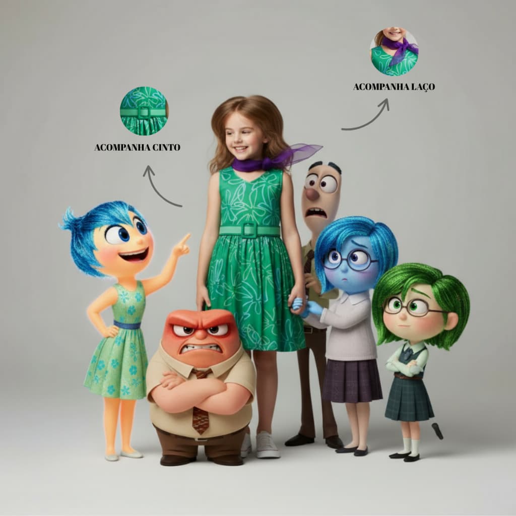 Fantasia Nojinho Vestido Infantil Disney Divertidamente Festa Aniversario Carnaval Diversao