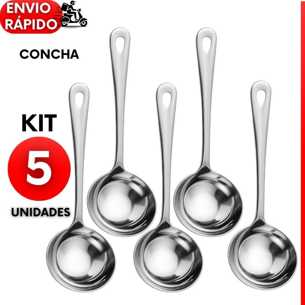 Conchas Concha para Feijão 5 ou 3 Un Aço Inox Premium Utensílio Cozinha Restaurante Buffet