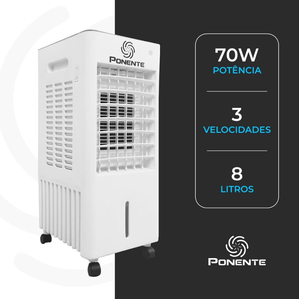 Climatizador Portátil Ponente CLIP8 8L 70W, Silencioso e Eficiente