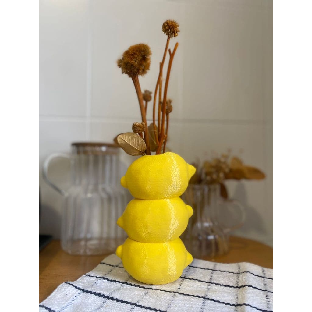 Vaso Decorativo Limão Siciliano Realista | Escultura Decoração Tropical Premium