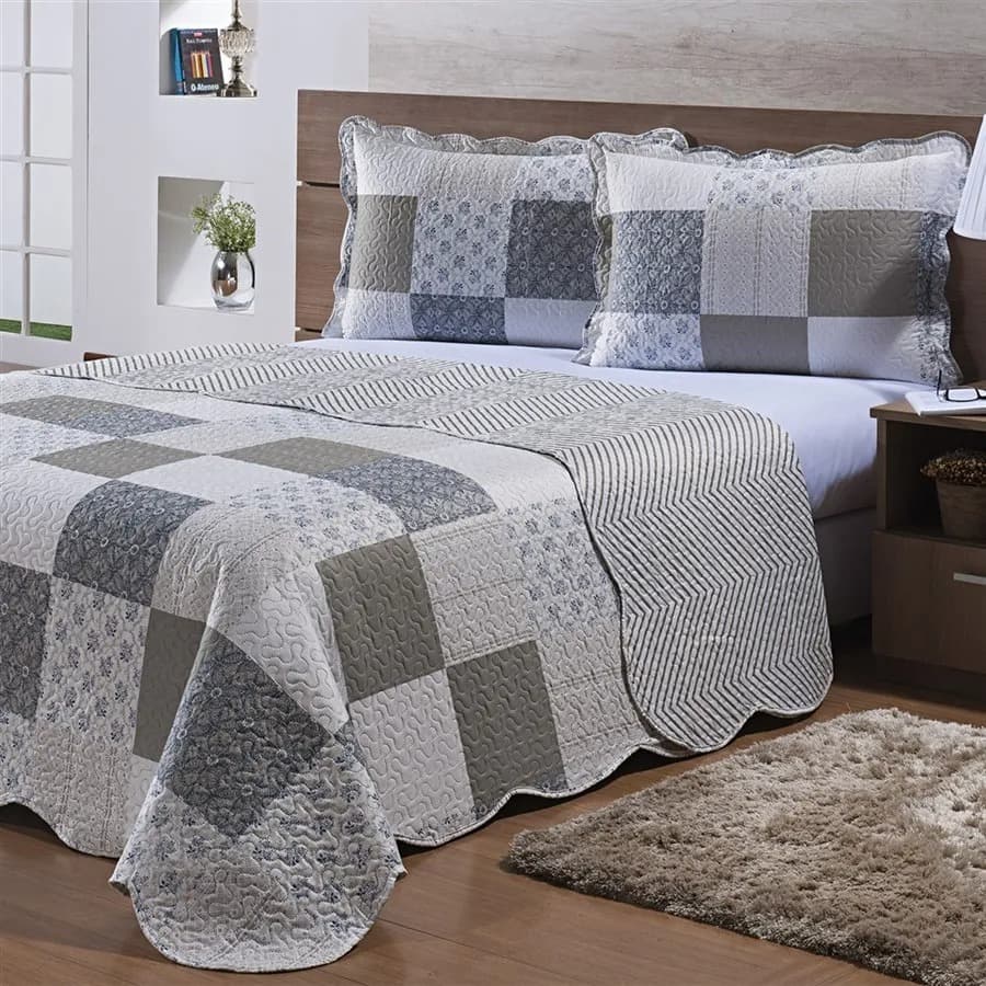 Colcha de Cama Ravello + FRONHA Toque Fofinho   KING Estampado