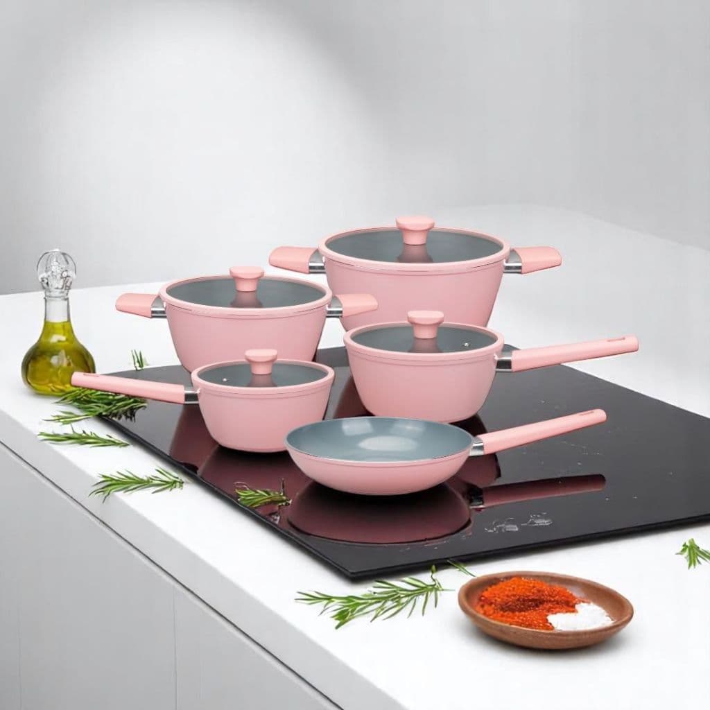 Jogo De Panelas 5 Pecas Revestimento Ceramico Baccani Antiaderente Para Cozinha Completa