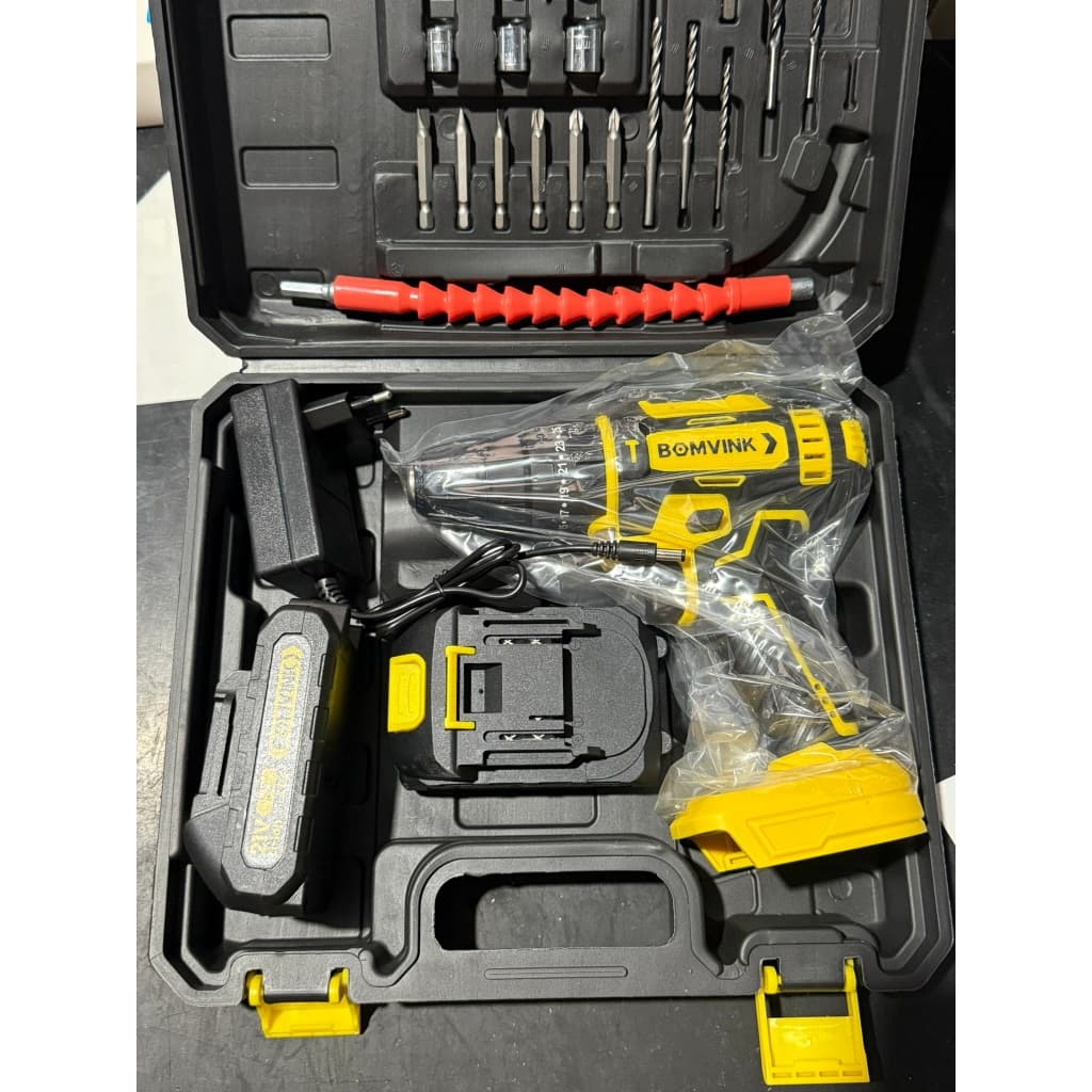 Parafusadeira Furadeira Bomvink 21V 2 Baterias Acessórios Completo.