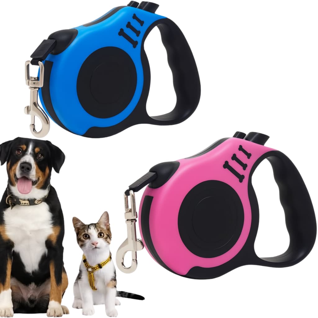 Coleira Retrátil Premium para Cachorro Reforçada 5m Trava Segura Pegada Ergonômica Passeio