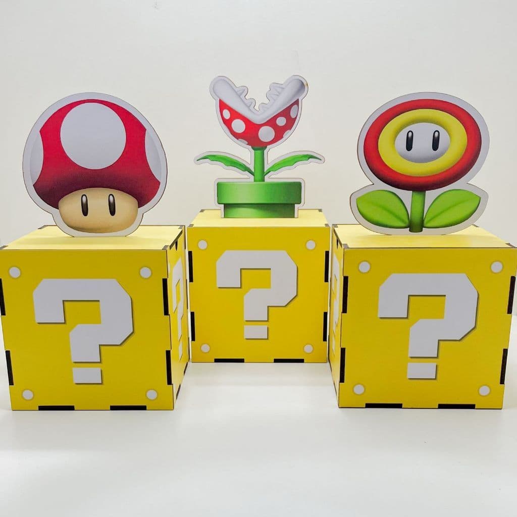 5/10/15/20PCS Mini Cubos Interrogação do Mario  em MDF - Lembrancinha Porta Bombom Caixinha