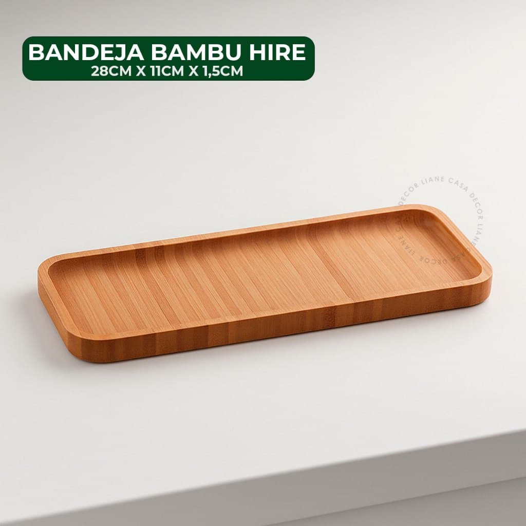 Bandeja Bambu Hire Petisqueira Comprida Retangular 28CM X 11CM X 1,5CM Multiuso Cozinha Travessa