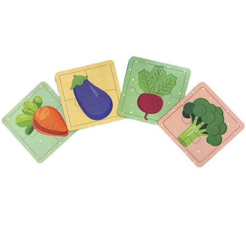 Kit Quebra Cabeça Infantil de MDF Estampa de Legumes Educativo e Interativo Cores Alegres