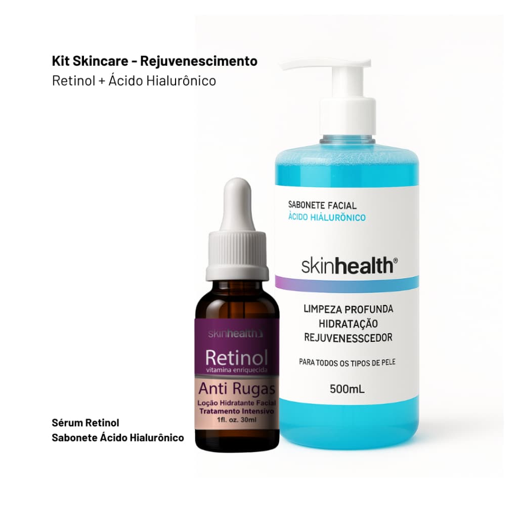 Kit Skincare - Retinol + Ácido Hialurônico - Sabonete Facial e Sérum SKinhealth