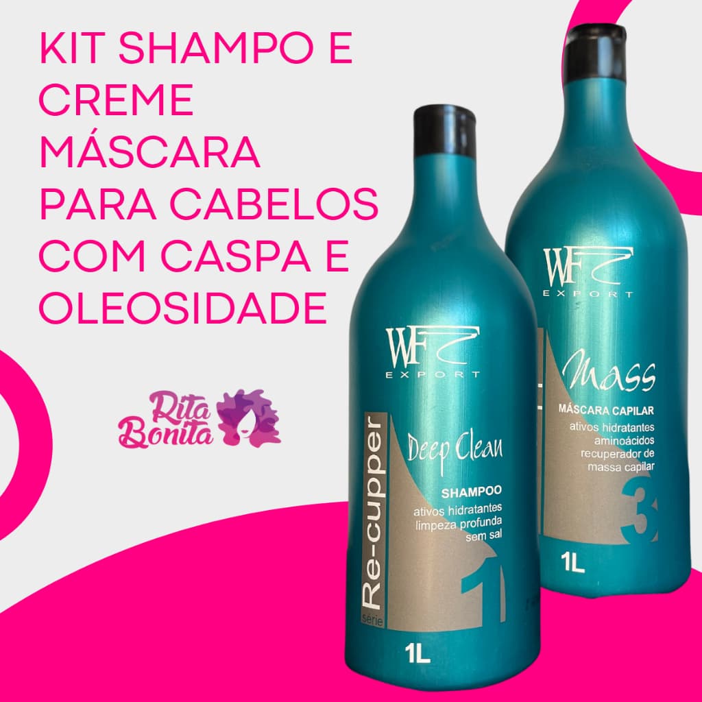 Kit Shampoo e Creme Máscara para cabelos com Caspa, Pontas Secas e Oleosos 2L WF RE-CUPPER
