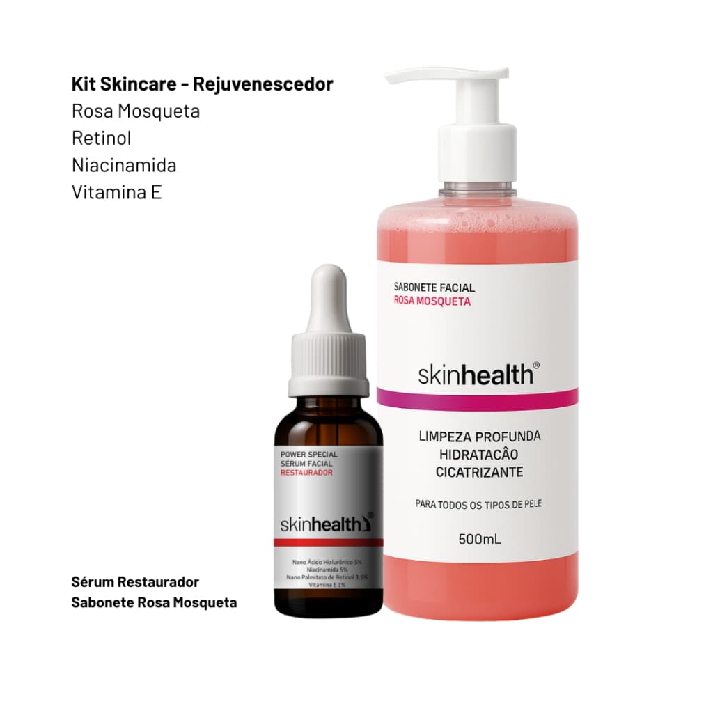 Kit Skincare - Retinol e Rosa Mosqueta - Sabonete e Sérum Facial Skinhealth