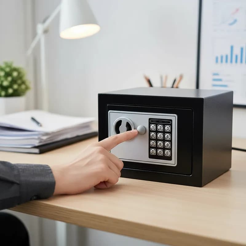 Cofre Digital Eletrônico Senha Teclado Chave Segurança Dinheiro Documentos Joias Portátil Aço Preto