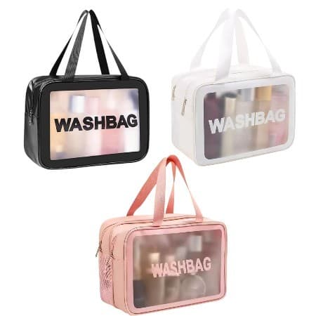 Bolsa Necessaire Feminina Transparente com Alça Lavavel Washbag Praia viagem sortidas