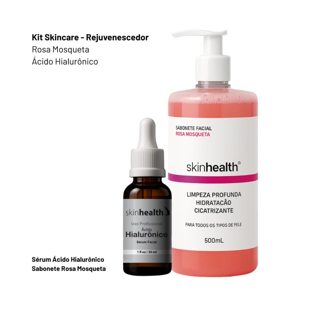 Kit Skincare - Rosa Mosqueta e Ácido Hialurônico - Sabonete e Sérum Facial Skinhealth