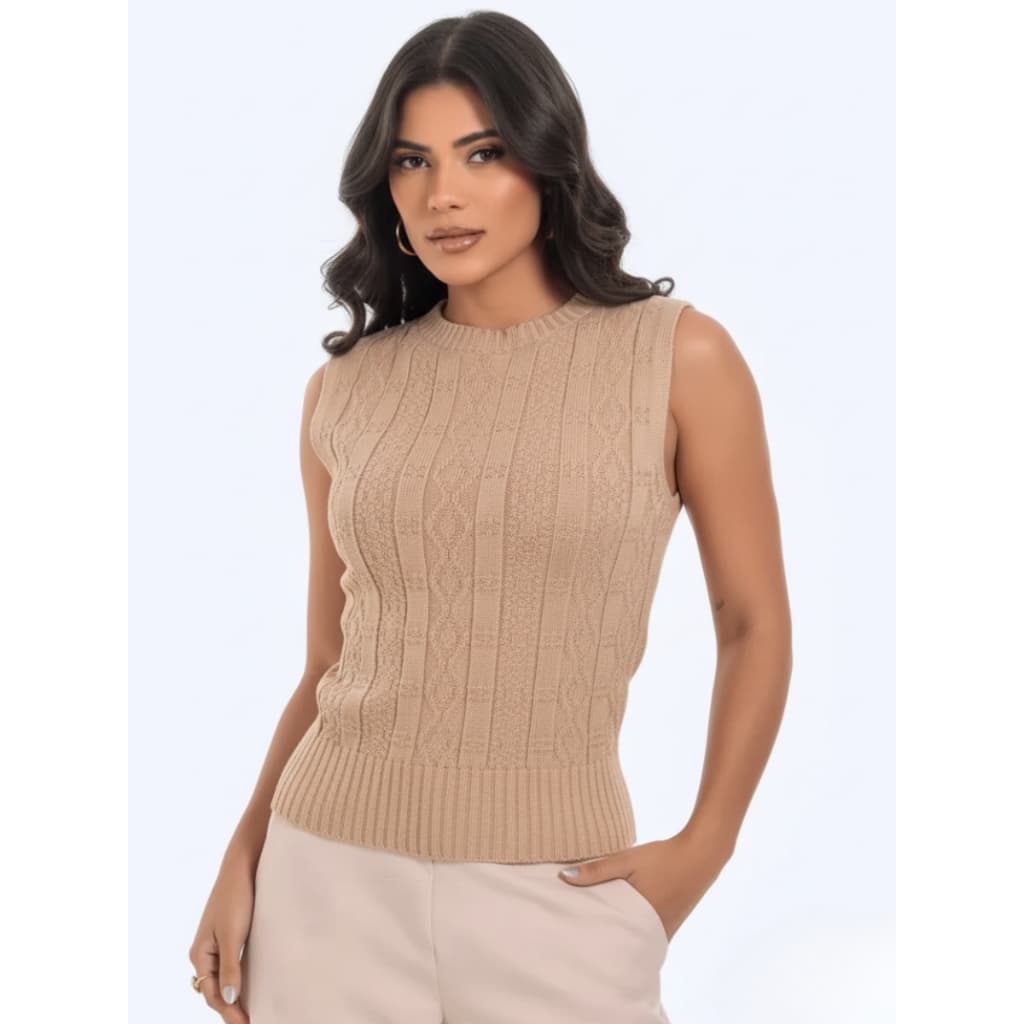 Blusa Feminina Cropped Feminino Tricot Modal Regata Feminina Básica Elegante