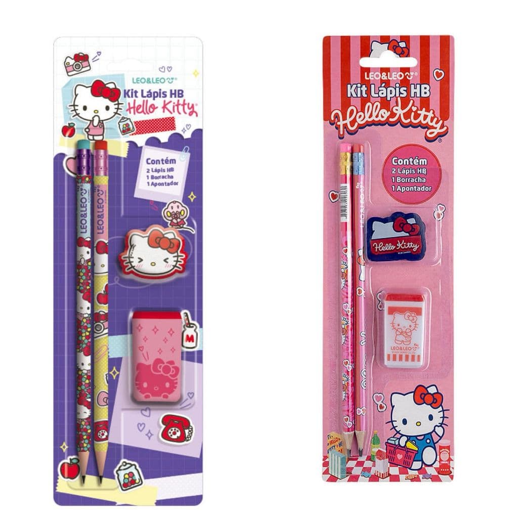 Kit Hello Kitty Lápis + Borracha + Apontador - LEO&LEO