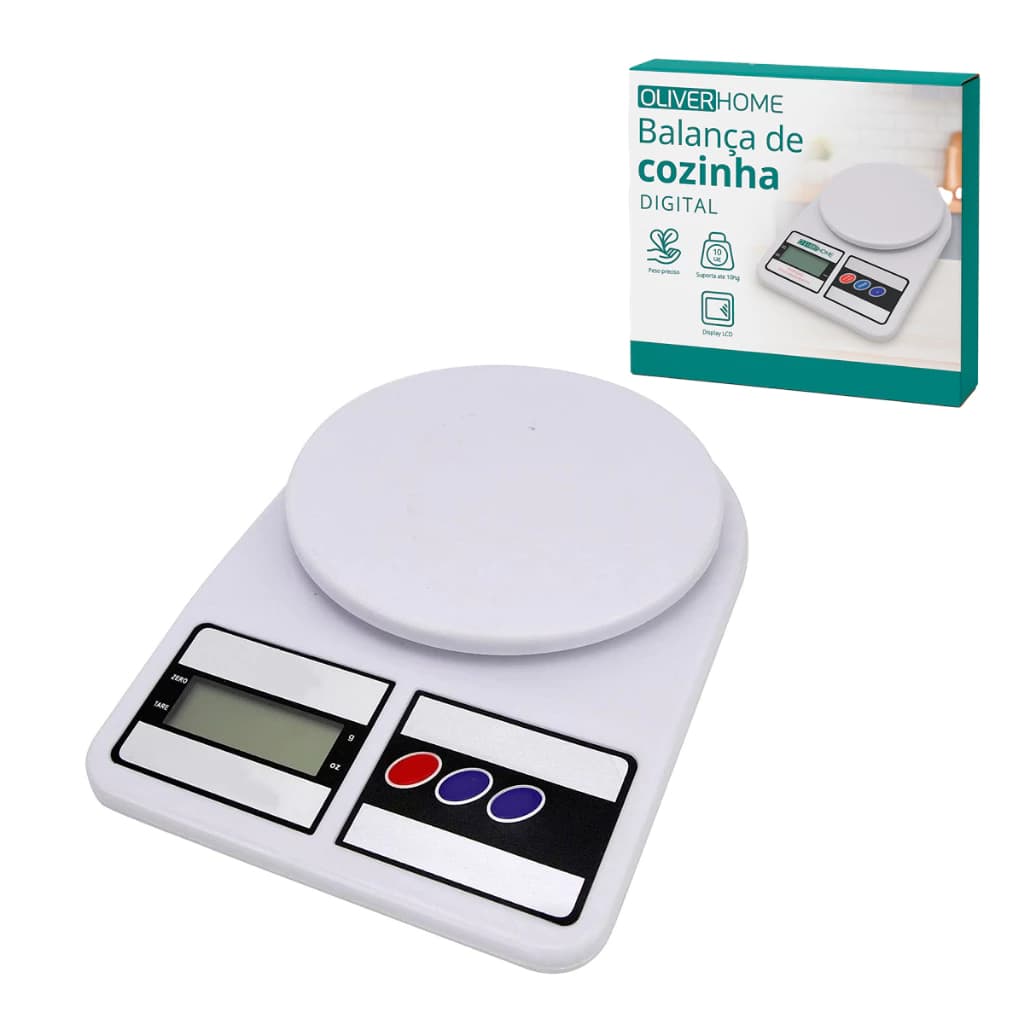 Balanca De Cozinha Digital Alta Precisao 10kg Com Pilhas Inclusas AA OliverHome