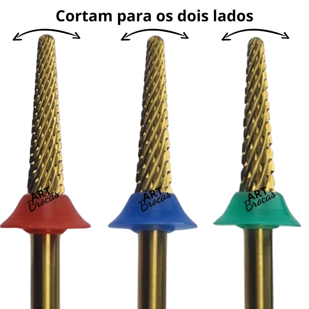 Broca dourada tungstenio conica 2 lados Wilson cuticula nivelamento limpeza unhas de gel alongamento