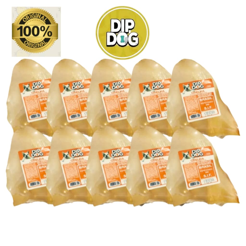 KIT Petisco cachorro 3 Orelha ou 5 orelhas ou 10 orelhas Bovina Caes mordedor natural desidratado