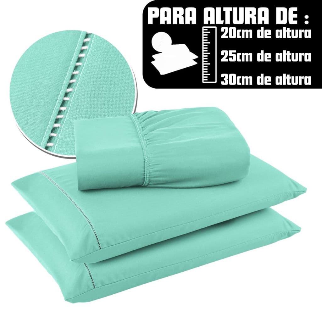 Lençol 03 Peças 400 Fios Cama Casal King Size Micropercal com Fronha em Ponto Palito - DMX