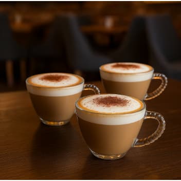 Jogo Xícara Café Chá 03 Peças 220 ml Vidro, Bubble Redonda Com Alça Trabalhada Transparente