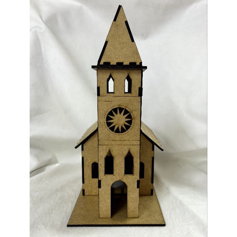 Casa e Igreja Natalinas 20cm MDF Cru – Presépio e Decoração de Natal
