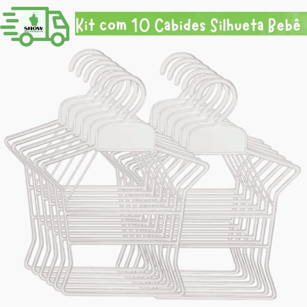 Kit 10 Cabides Silhueta Bebê  Formato Corpinho – Ideal para Lojas e Closets