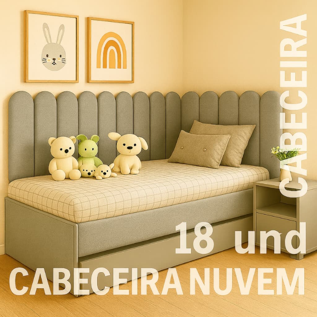 18 peças Cabeceira Estofada Adesiva em Modulos Nuvem 60x20 para Cama Box