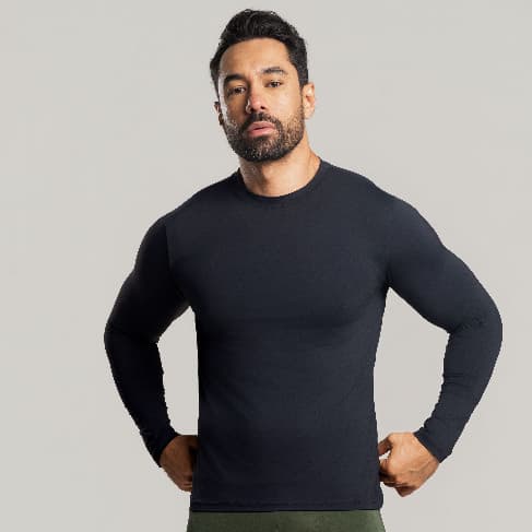 Camiseta Masculina Flowfit Compressão Térmica Manga Longa Corrida Academia Proteção uv